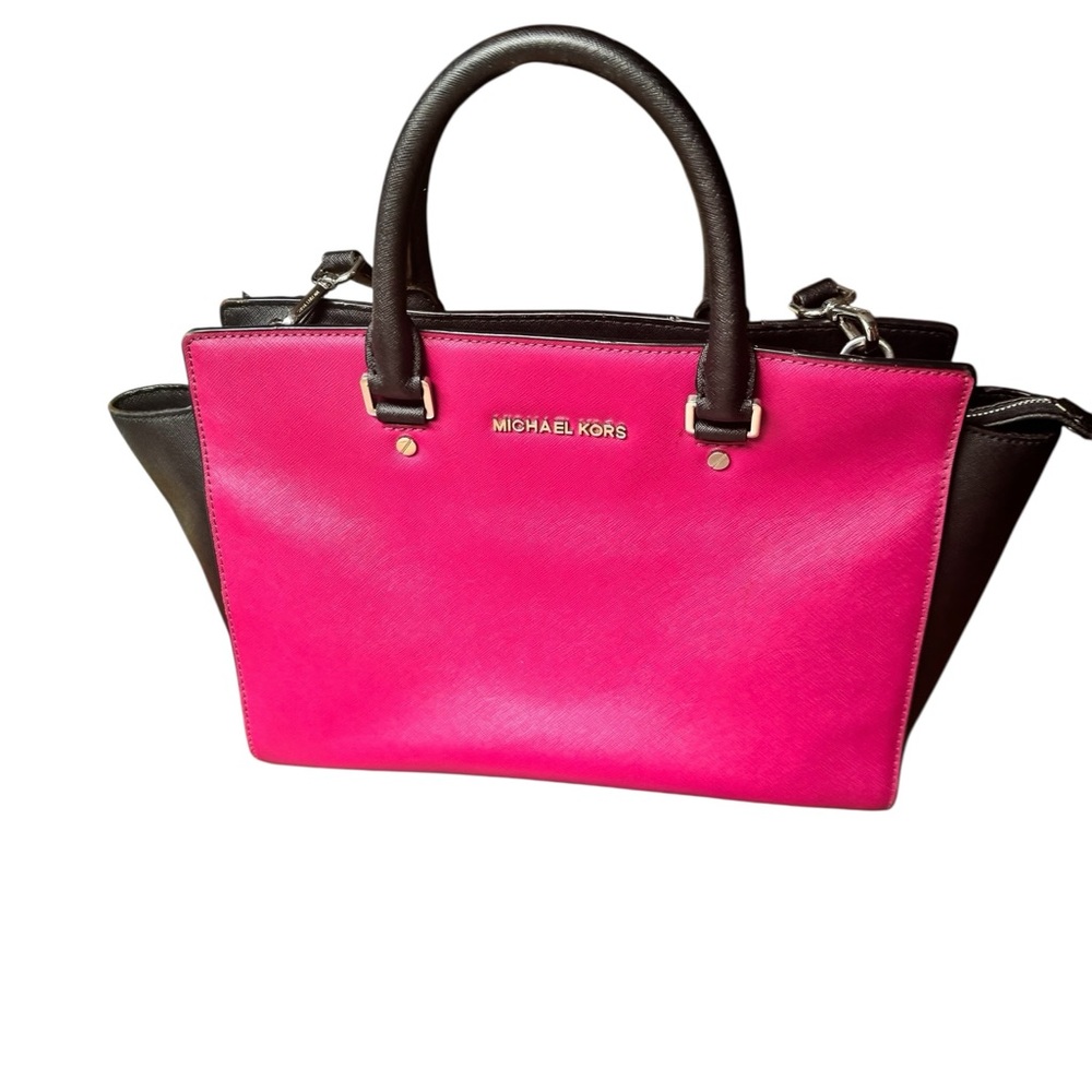 Michael Kors Fuchsia and Black Satchel - Picture 5 of 16